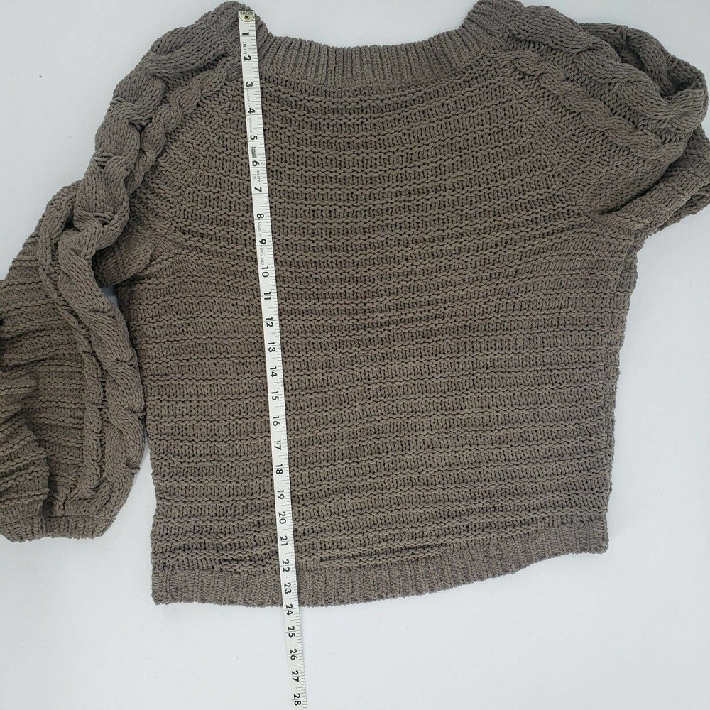 Express Cable Knit Balloon Sleeve Tan Sweater - Picture 11 of 11